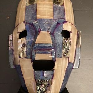 Aztec Mayan Mexican Folk Art Ceremonial Mask made with Abalone